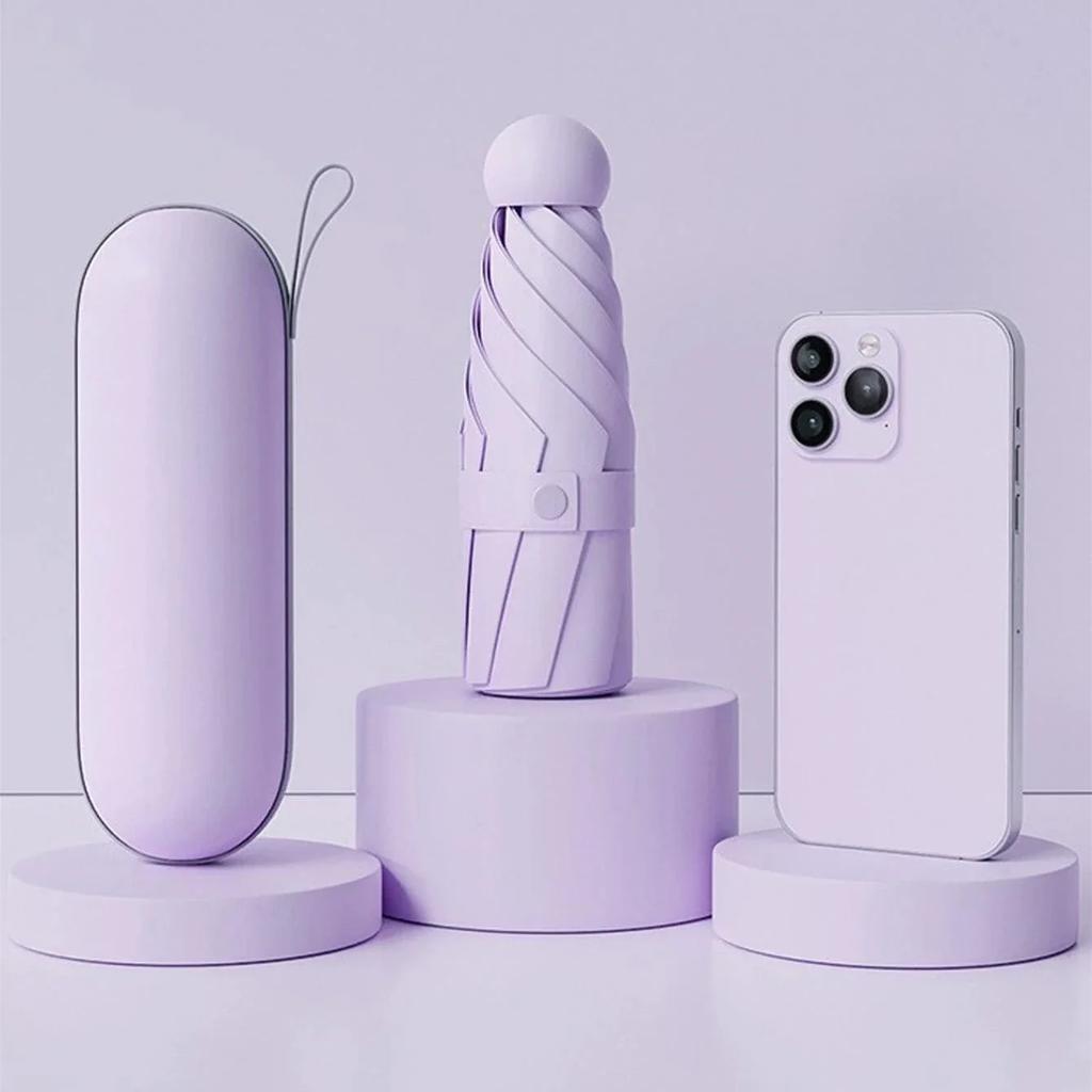 2025 1Pc Mini Sun Umbrella Pocket Rain Umbrella Vinyl Folding Uv Ultraviolet Protection Sun Shade Pocket Parasol Capsule