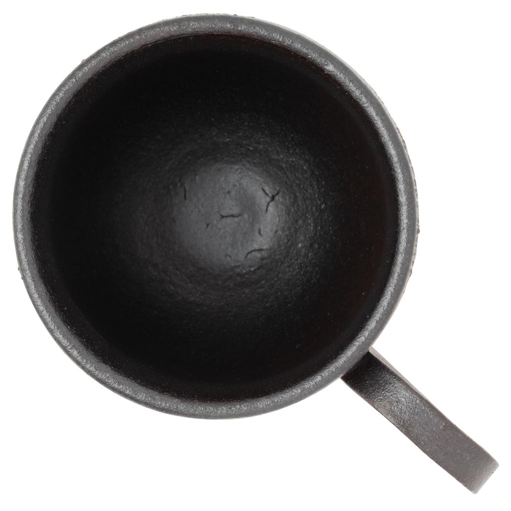 Marui Seito Shigaraki Ware Hechimon Mug, Espresso Cup, Approx. 80ml Capacity, Hana Wabi Pattern, Black, MR-3-4370