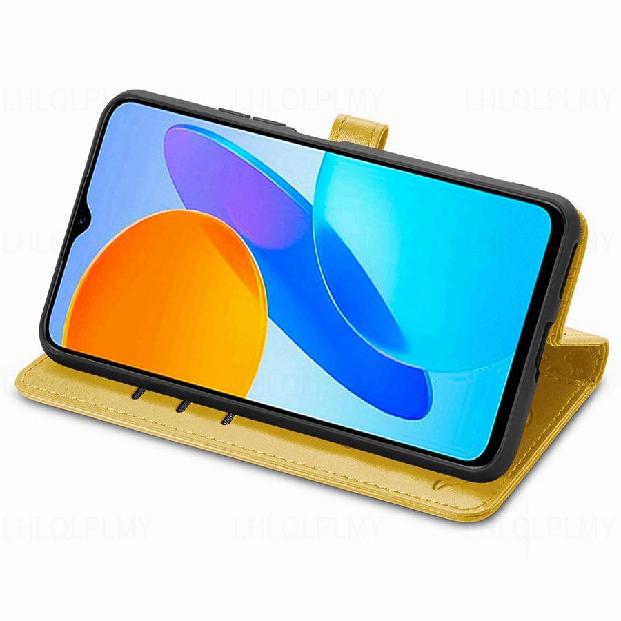 Beskyttelsesetui i lær med flip for Honor 400 Lite Magic 7 Pro X8C X9C Smart X5B Magic7 Lommebokdeksel med katt- og hundemotiv