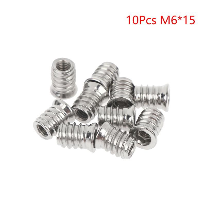 Hex Socket Insert Nuts 10pcs Threaded Embedded Fasteners Heavy Duty Hardware for Woodworking Cabinet Furniture Installation