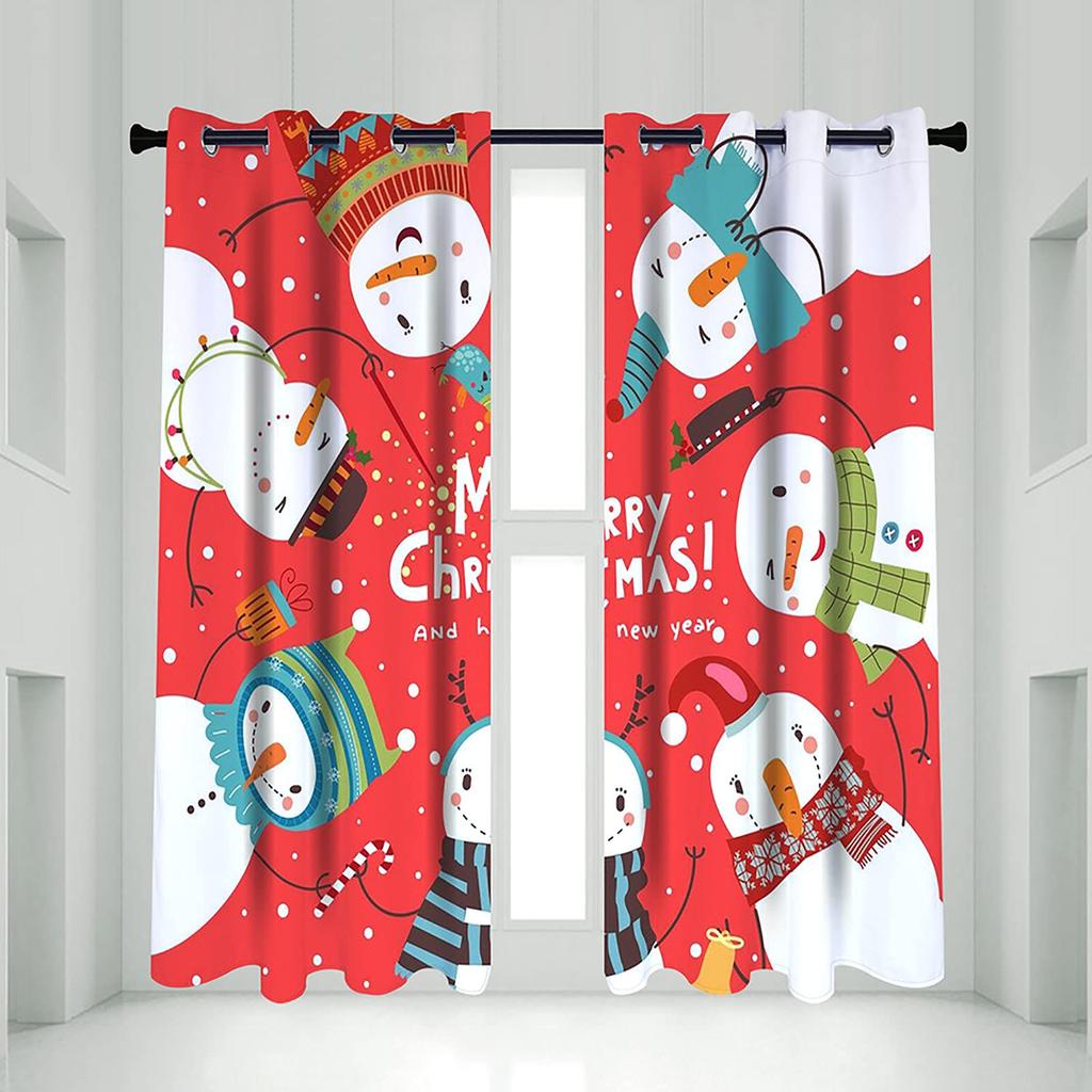 Cartoon Santa Claus Merry Christmas Pattern Print Curtains Curtain Drapes Living Room Bedroom Kitchen Light Blocking For Area Made Of Polyester