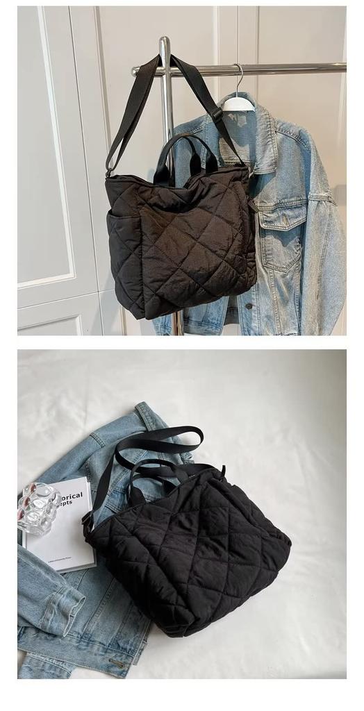 [Uroi] Women's Large Capacity Lightweight Quilted Tote Bag, Shoulder Bag, Crossbody Bag, Handbag, Bag, Korean Fashion, Stylish, Cute