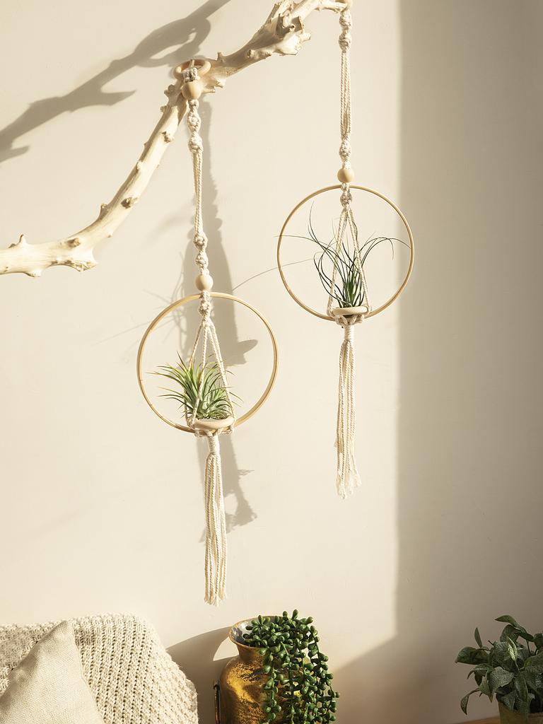 Makramee Luft Hängender Übertopf Blumentöpfe Boho Wohnkultur Seil Pflanzenhalter Gewebter Korb Balkon Garten Schlafzimmer Dekoratives Geschenk