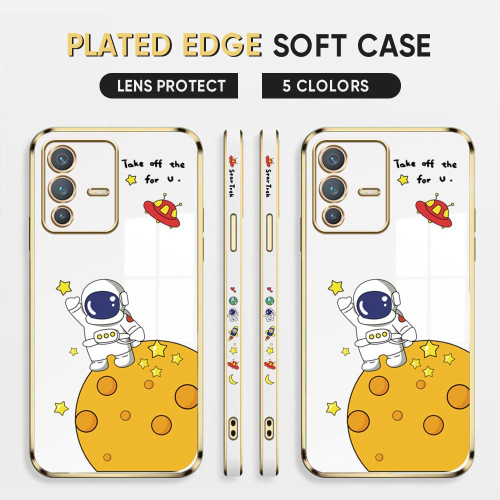 For Honor 90 70 50 X7a X9a P30 Pro P40 Lite Infinix Hot 40i 30i Vivo Y22 Y18 V30 Pro V40 Soft Plated TPU Cartoon Astronaut Phone Casing