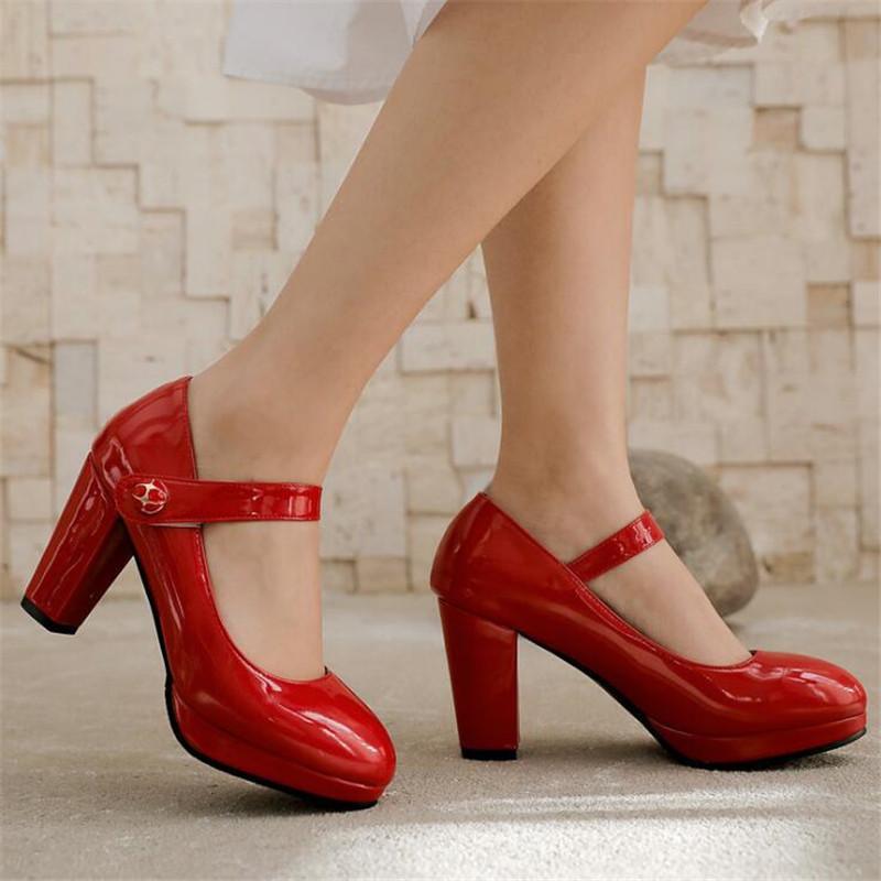 Women Pumps Girls' Shoes Platform High Heels Mary Jane Shoes Lolita High Heels Shallow Round Toe Office Party Wedding Footwear