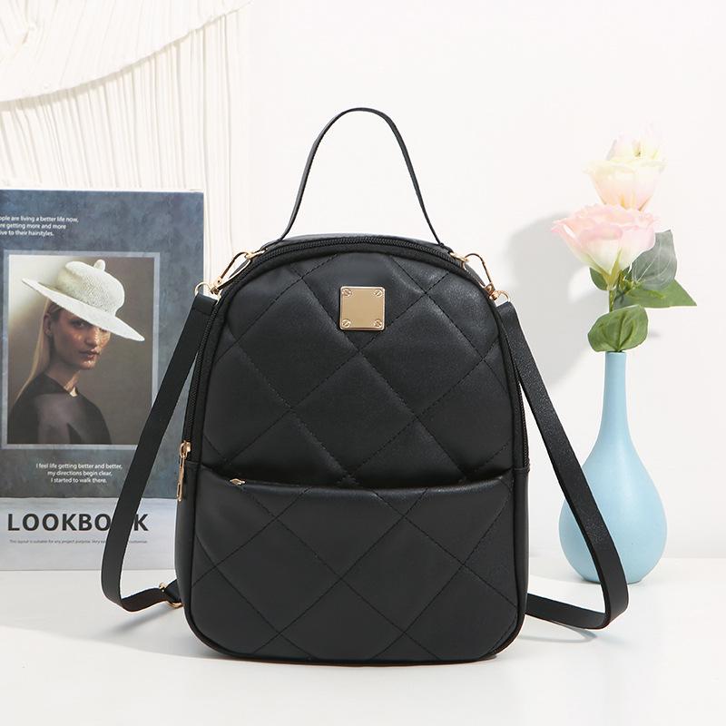 Trend Fashion Casual Backpack Classic Rhombus Embroidered Women's Backpack Front Bag Storage Portable Shoulder Satchel