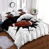 3pcs White Bedding Set Rugby 3D Printed Cozy Duvet Cover King Queen Twin Size Birthday Gift for Adult Boy Kid Bedroom Decoration