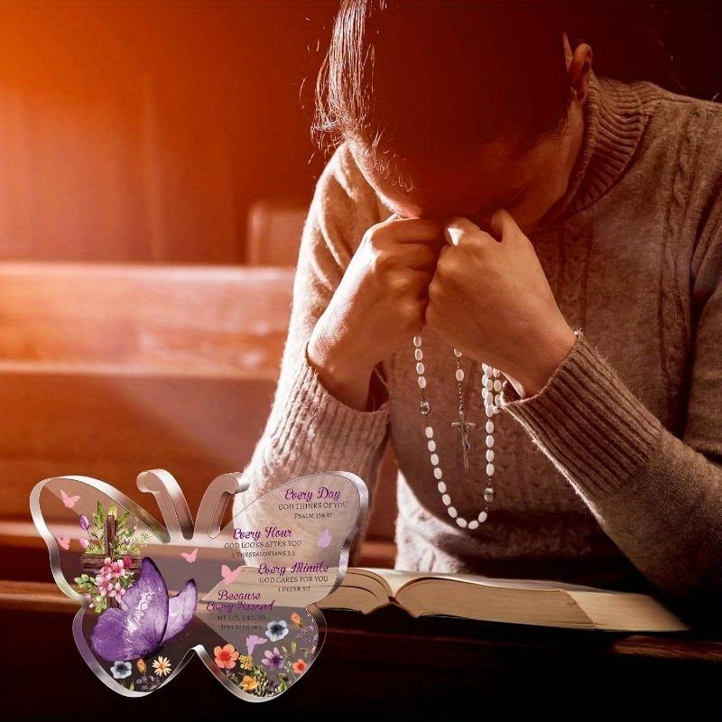 Płaski Dekoracyjny Prezent Religijny Akrylowa Tabliczka Dekoracyjna na Biurko w Kształcie Motyla, Tabliczka Dekoracyjna do Domu Wisząca Sztuka Ścienna Dekoracja Ogrodowa do Pokoju Do