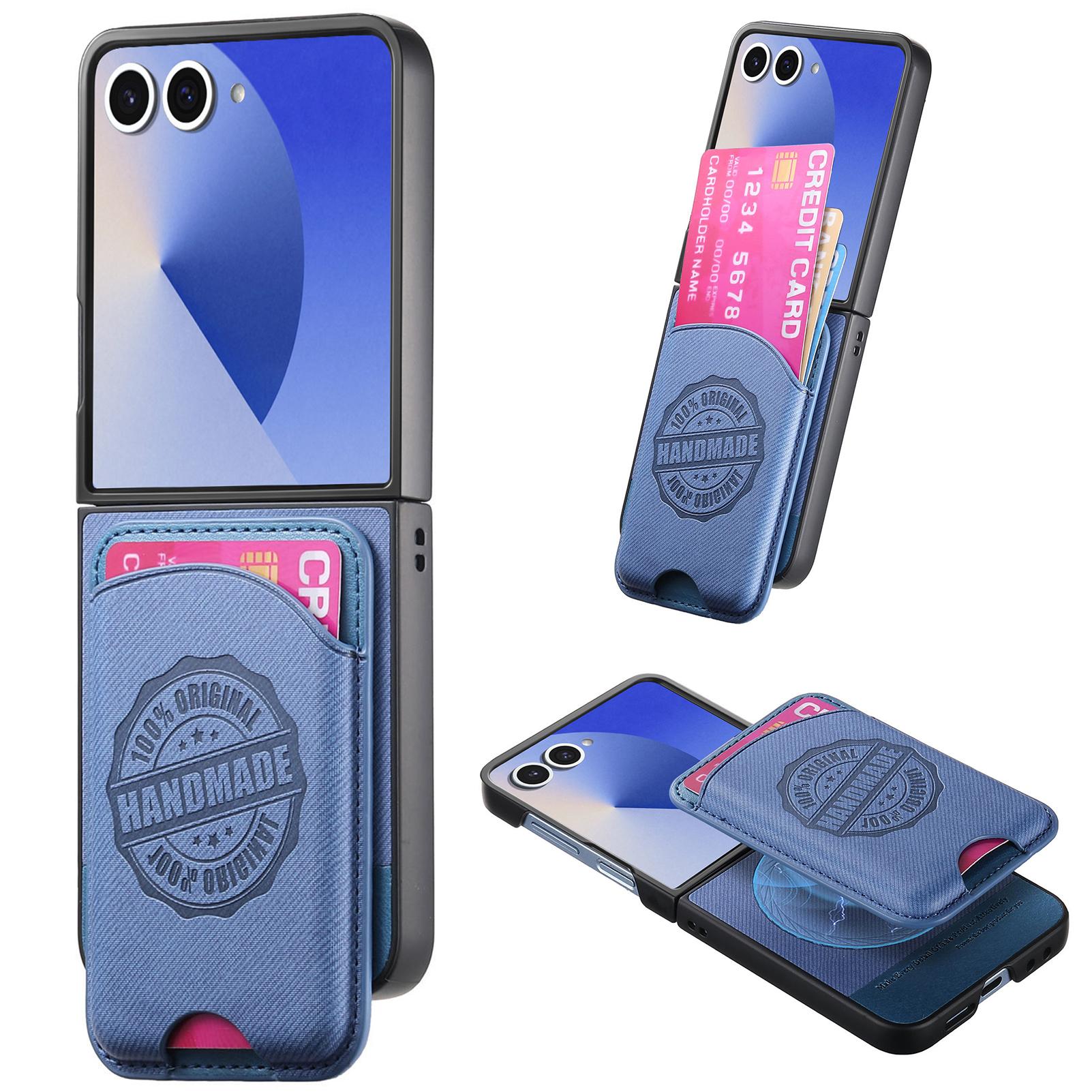 

For Samsung Galaxy Z Flip7 5G Case with Card Bag Magnetic Case Denim Texture Leather Back Cover G