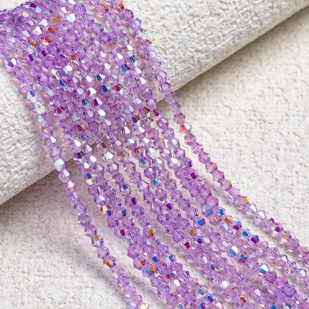 1 Strip 4mm Shiny Crystal Beads Bicone Beads 80pcs Glass Beads Loose Spacer Beads for Bracelet DIY Jewelry Making