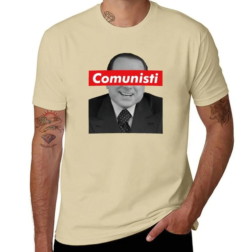 Schwergewichtige Streetwear Anime Kleidung Neuankömmling Berlusconi Kommunisten Niedliche Oberteile Vintage Kleidung Herren Grafik T-Shirts Lustig