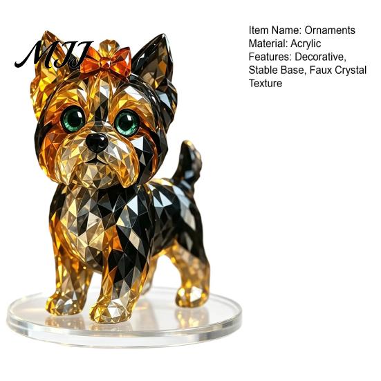 Modern Retro Interior Styling Geometric Faux Crystal Animal Sculpture, Sparkling Acrylic Cat/Owl/Eagle/Dog Statue, Exquisite Sculpture Gifts