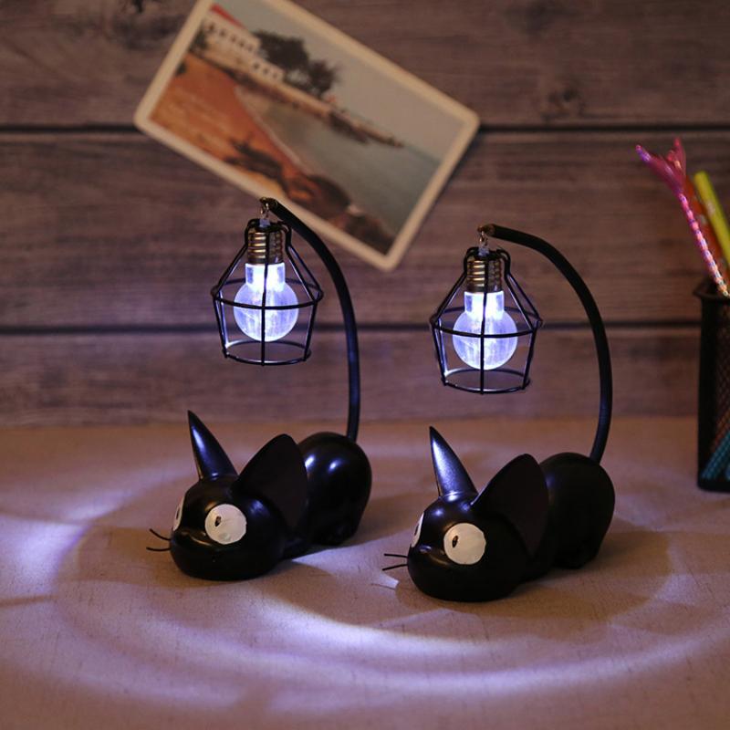 Miniature Cat Led Night Lamp Creative Resin Cat Animal Night Lamp Kitty Table Lamp Children'S Cartoon Room Lamp Decro Home
