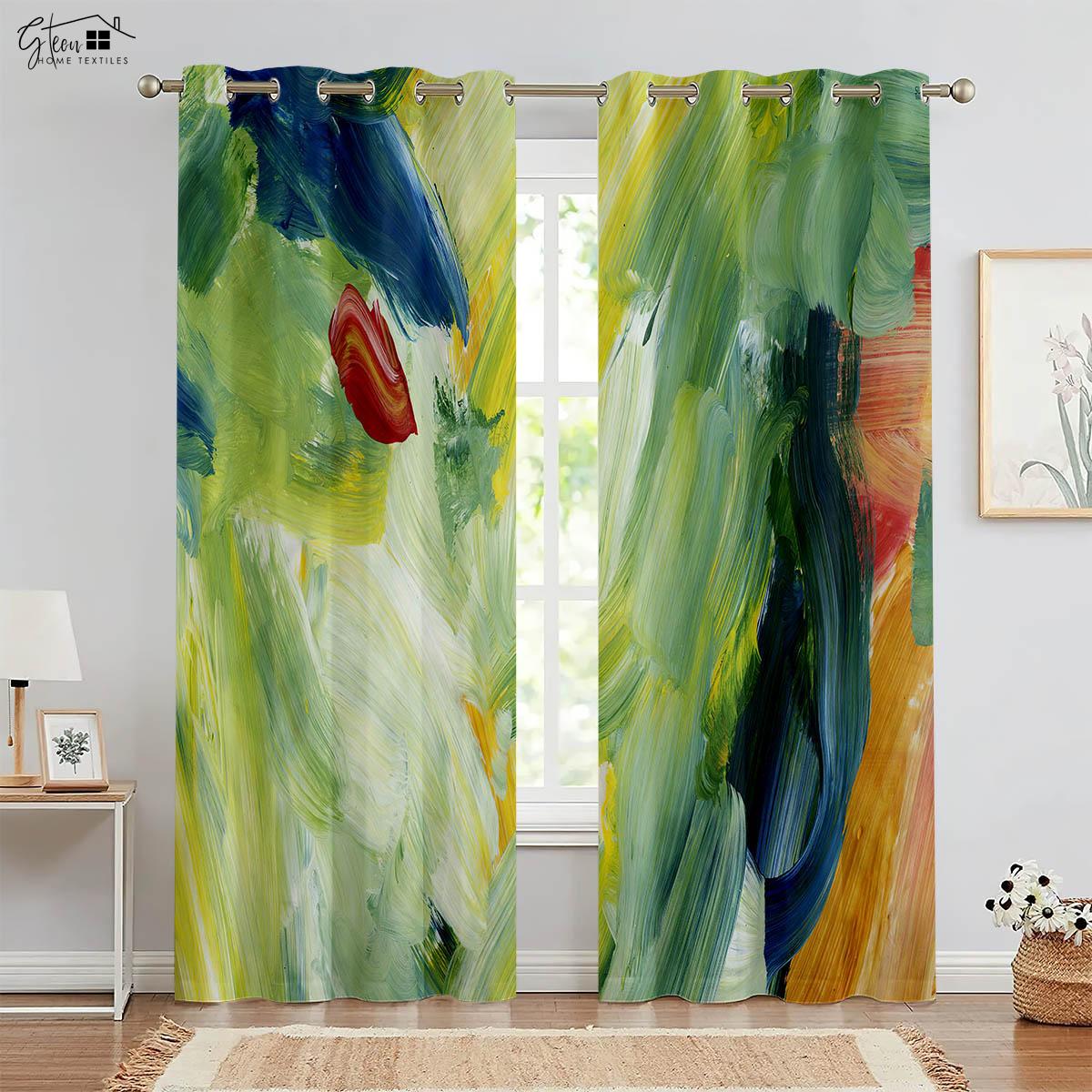 

Занавески с масляной живописью в стиле инс, скандинавская пастораль, подсолнухи, кленовый лес, осень, для спальни, гостиной, кабинета, печатные занавески 2 шт. W50xH130(CM)x2PCS&Rod pocket