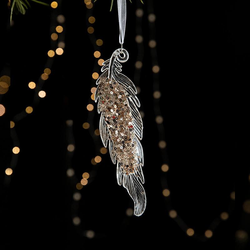 Cross-border Christmas Decorations Sequins Acrylic Pendant Transparent Snow Pendant Christmas Tree Scene Layout Props