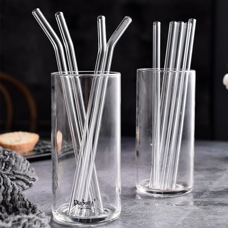 Cannucce in vetro ad alto contenuto borosilicato Cannuccia riutilizzabile ecologica per frullati Cocktail Accessori bar Cannucce con spazzole