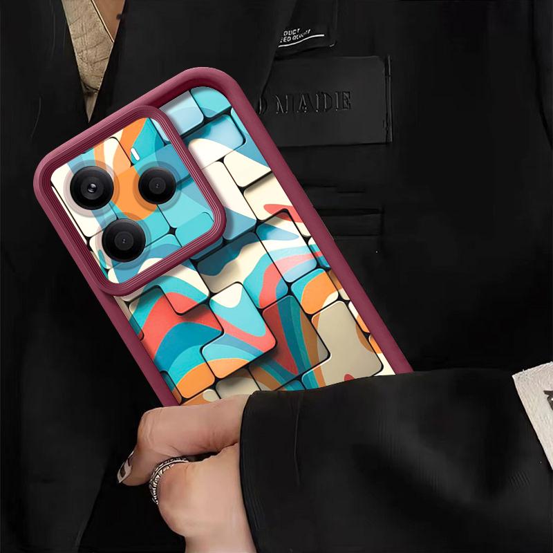 Soft TPU Phone Case For Xiaomi Redmi Note 15 14 13 Pro 4G For Redmi Note 13 14 Pro Plus 5G Colorful Geometric Pattern Back Cover