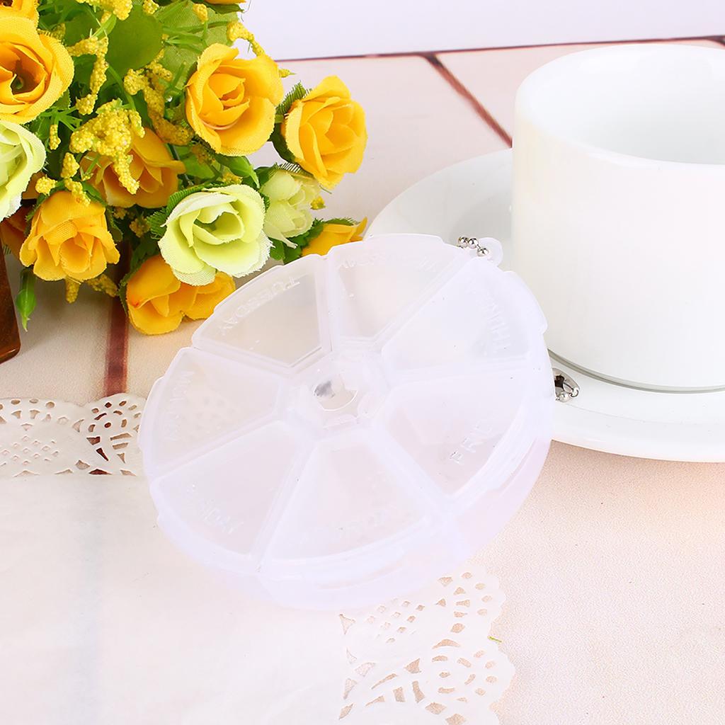 Mini 7 Days Weekly Pill Box Dispenser Organizer Container Round Tablet Pill Holder