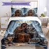 3PC Custom Name Wolf Spirit Connection Bedding Set Duvet Cover Closure Includes 1 Duvet Cover & 2 Pillowcases for Bedroom