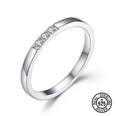 Ασημένια δαχτυλίδια 925 Νυφική ​​ζώνη Clear Zircon απλά κλασικά δαχτυλίδια για γυναίκες κορίτσια Κορεάτικα κοσμήματα γάμου αρραβώνων