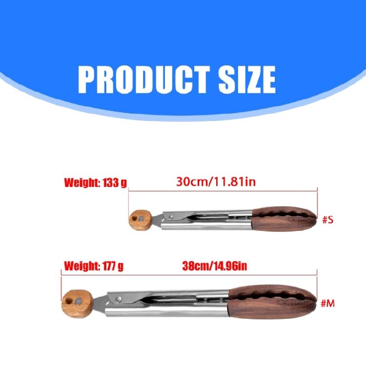 High Quality Wooden Salad Tongs with Stainless Steel Handle Kitchen Utensils Tongs for Easily Food Gripping