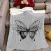 Ink Butterfly Drift Flannel Blanket Warm Soft Halloween Christmas Couch Warm Cozy Decorative Decor Gift for All Season