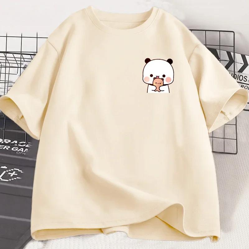 Panda Bear Bubu Dudu and Their Babies T Shirt Fashion Funny Couple Tshirt Women Fashion Casual Short Sleeve Tees Clothing