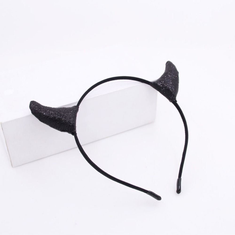 Sequins Halloween Hair Hoop Cloth Cow Horn Hairband Funny Adult