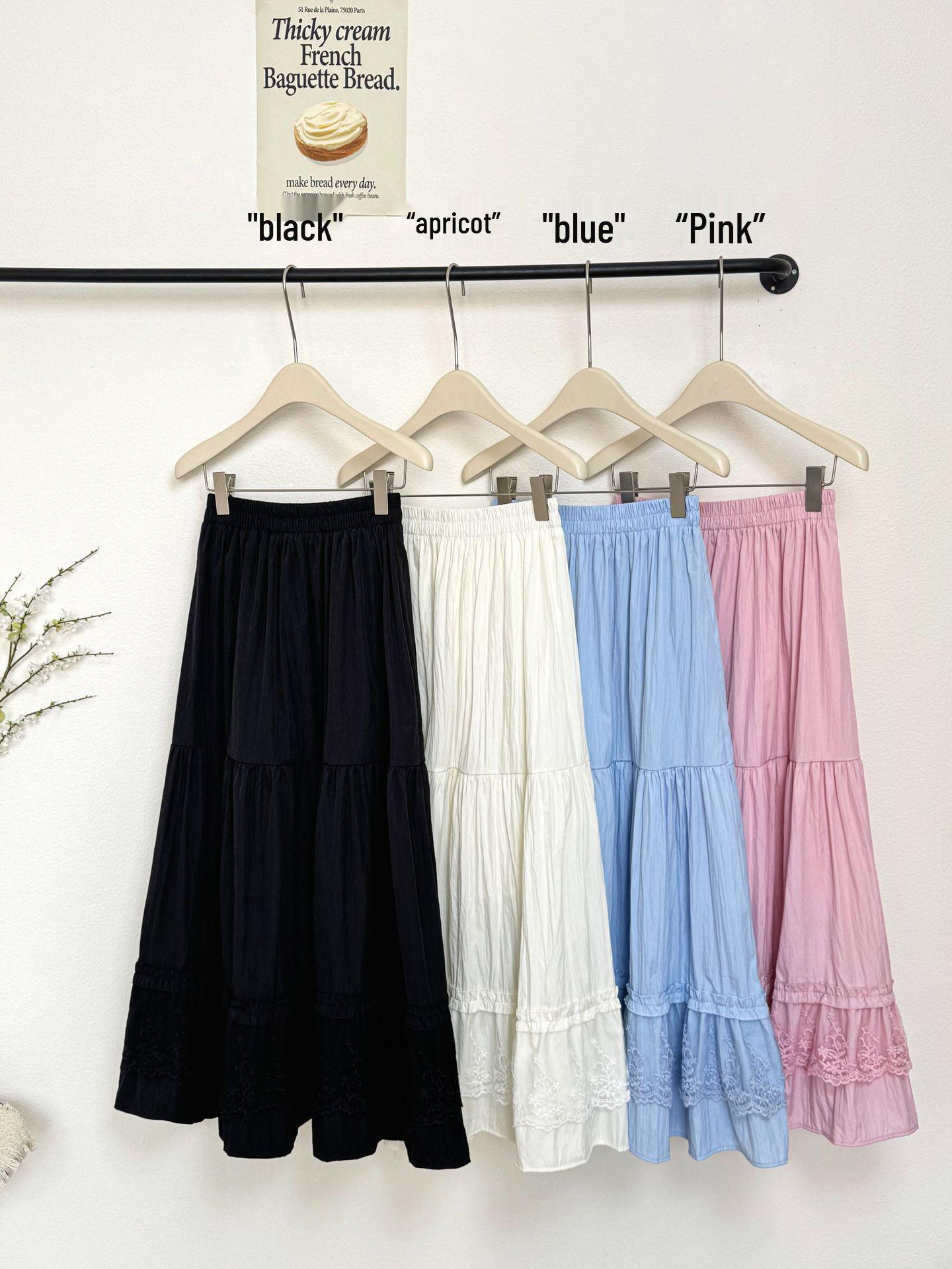 

Japanese-Style White Ruffle A-Line Skirt: High-Waist Fairy Skirt for Spring/Summer 2026 One Size чорний