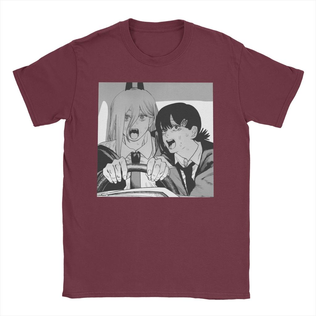 Men Women T-Shirts Chainsaw Man Power and Kobeni Novelty Pure Cotton Tee Shirt Short Sleeve Denji Devil Anime T Shirt Top Summer