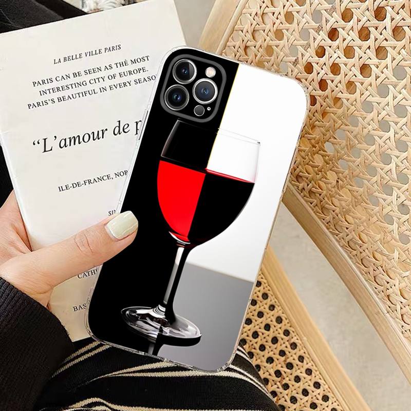 Elegant Red Wine Glass Phone Case Silicone Soft for iphone 14 13 12 11 Pro Mini XS MAX 8 7 6 Plus X XS XR Cover
