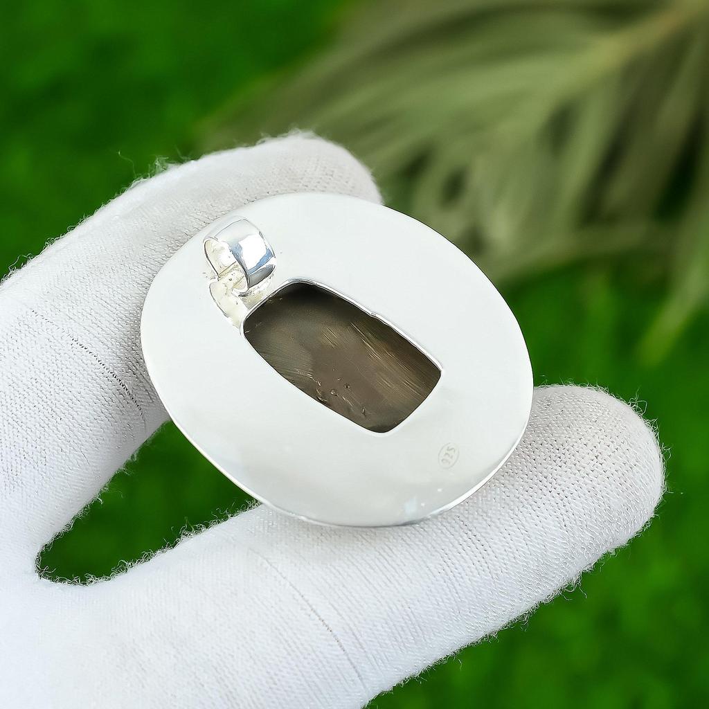 Anniversary Gift For Her Natural Moroccan Mud Crack Fossil Pendant 925 Silver