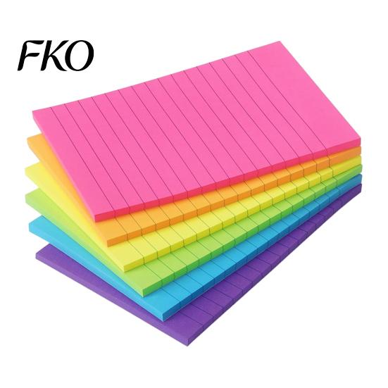 Reminder Stick Notes 6 Pcs Lined Notes, 6x4in Ruled Self-Stick Pads, 45 Sheets/Pad Colorful Sheet Adhesive Sticking Memo Pads for to Do List,