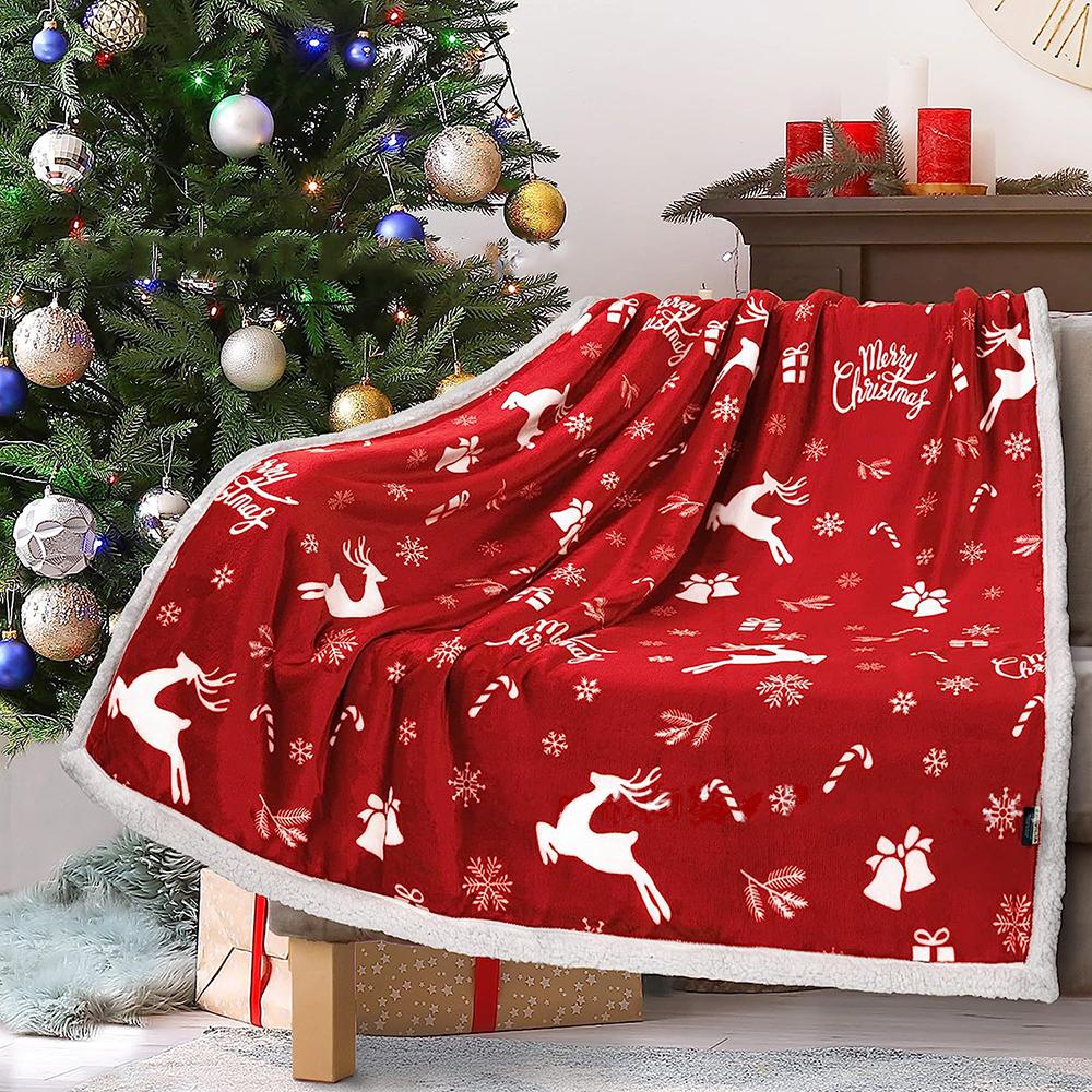 Soft Double Layered Flannel Fleece Blanket Thick Warm for Christmas Present Perfect for Dorms and Air Conditioning Naps Machine