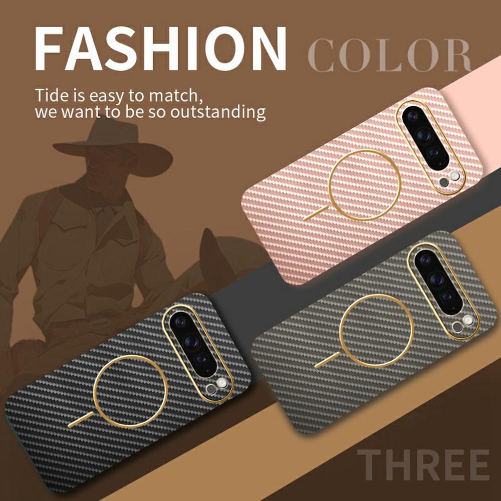 For Google Pixel 9 Pro XL Phone Case Carbon Fiber Textured Electroplated TPU Back Cover
