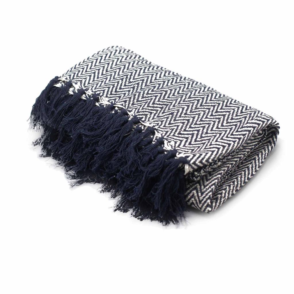 Throw Blanket Navy Zigzag 125x150cm