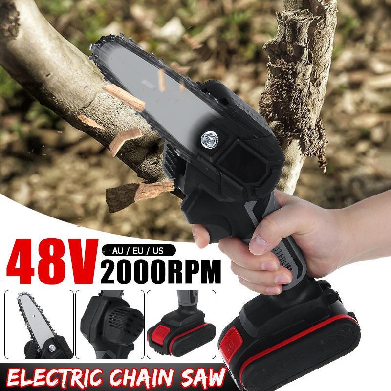 48V 4inches Portable Electric Saw Woodworking Cutting DIY Tool Electric Pruning Saw With 1 Battery Cordless Electric Chain Saw