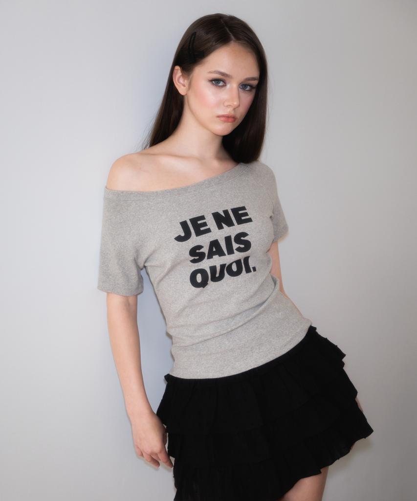 ROSEFRANTZ Minimal French Lettering T-Shirt [Gray]