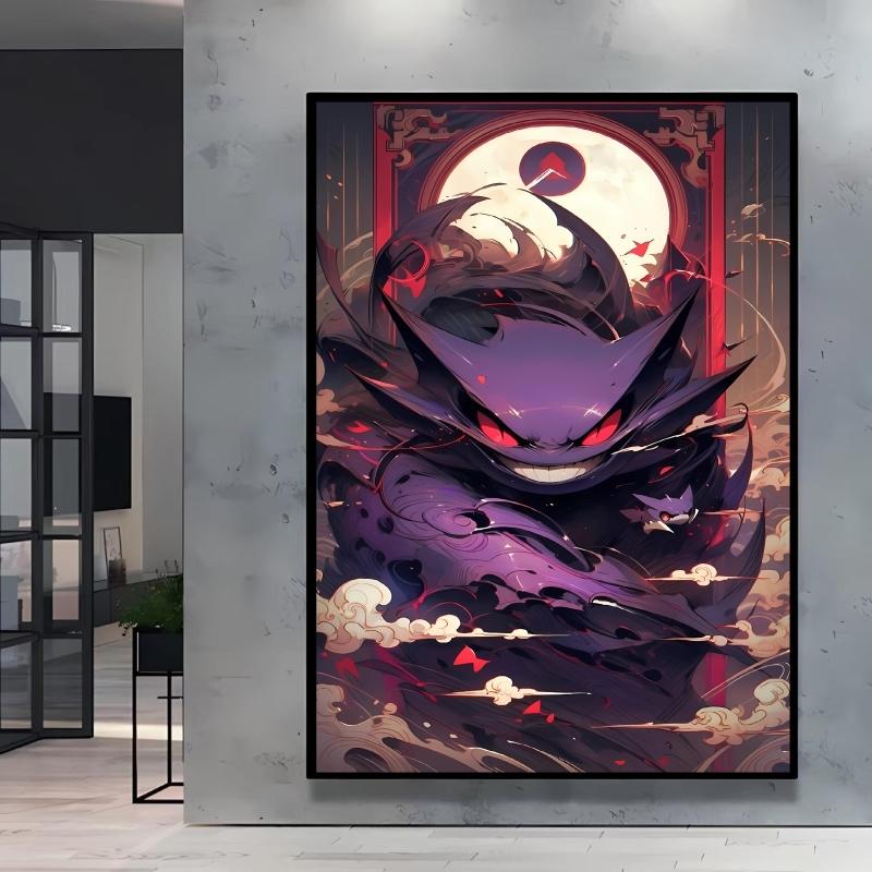 Canvas Artwork Painting Pokemon Gengar Poster Hd Prints Cartoon Character Picture Classic Modern Home Living Room Wall Decor