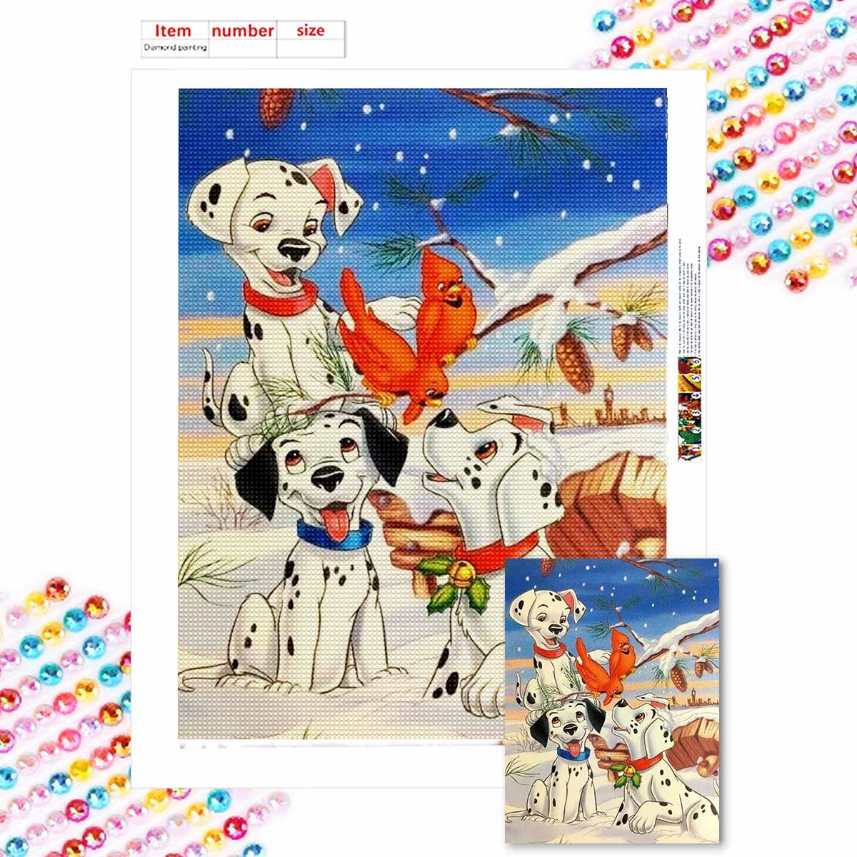 

Наборы для алмазной живописи 5D DIY для взрослых, Далматинец и его друзья, наборы с полными круглыми кристаллами для начинающих для украшения стен дома Round 50x70cm