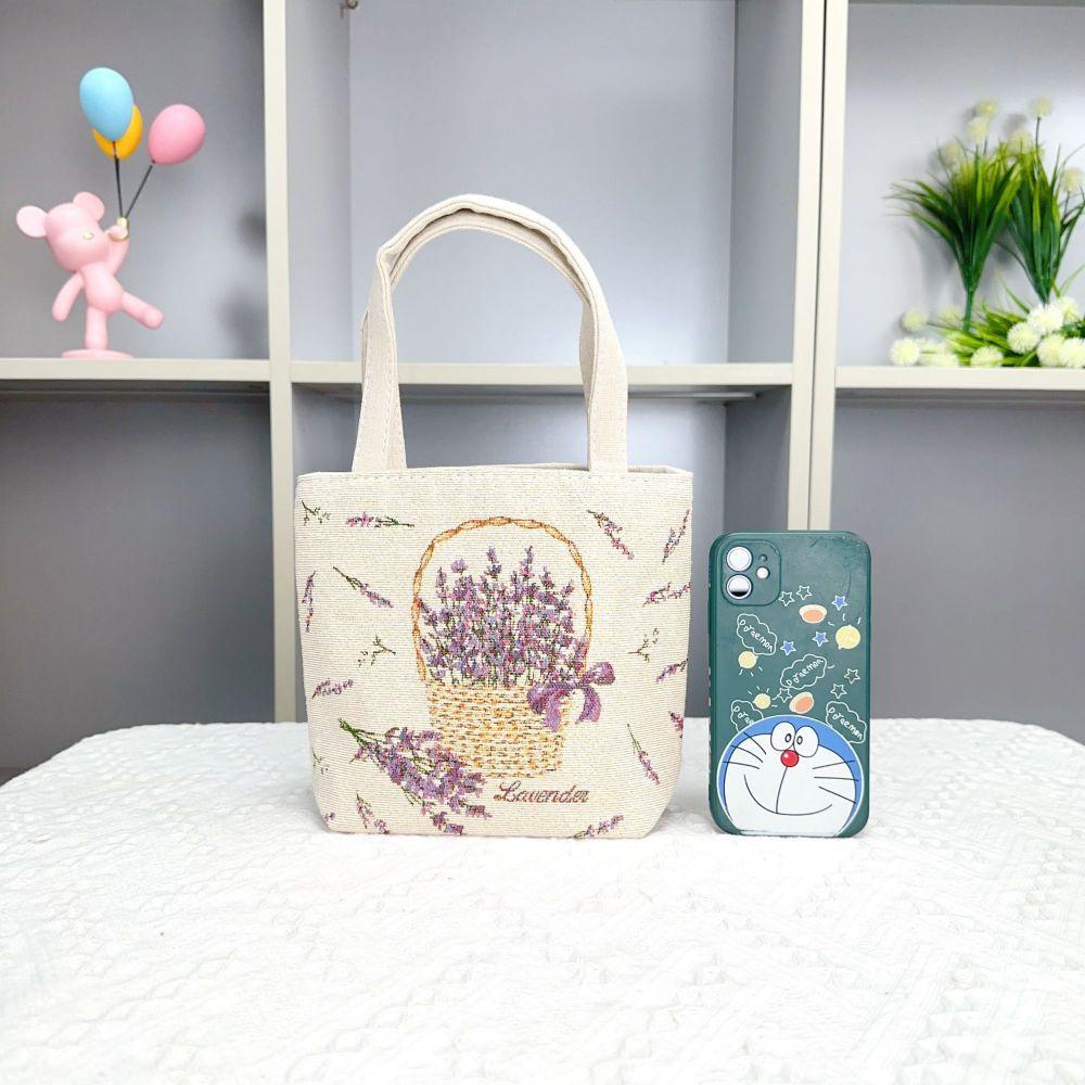 Popular Canvas Bag, Mobile Phone Change Bag, Cartoon Bag, Double-sided Jacquard Hand Bag, Cute Small Bag with Embroidery Pattern.