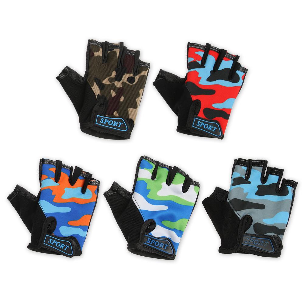 Kinder Fahrradhandschuhe Halbfinger Fahrradhandschuhe Hochelastische rutschfeste Fahrradhandschuhe Camouflage Fahrradhandschuhe Reithandschuhe
