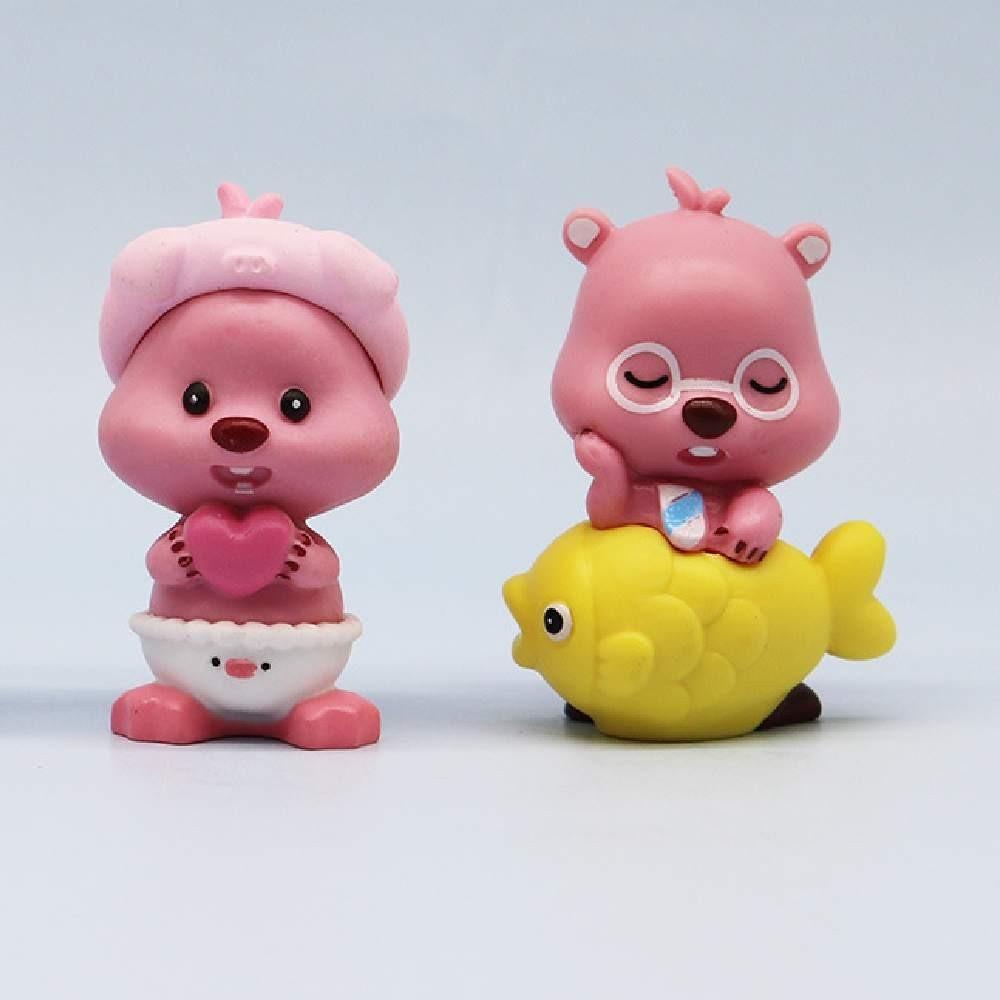 Lovely Pink Little Seal Figurine Baby Girl Gift Pvc Material 7cm Cute Little Beaver Doll Figurine Gift