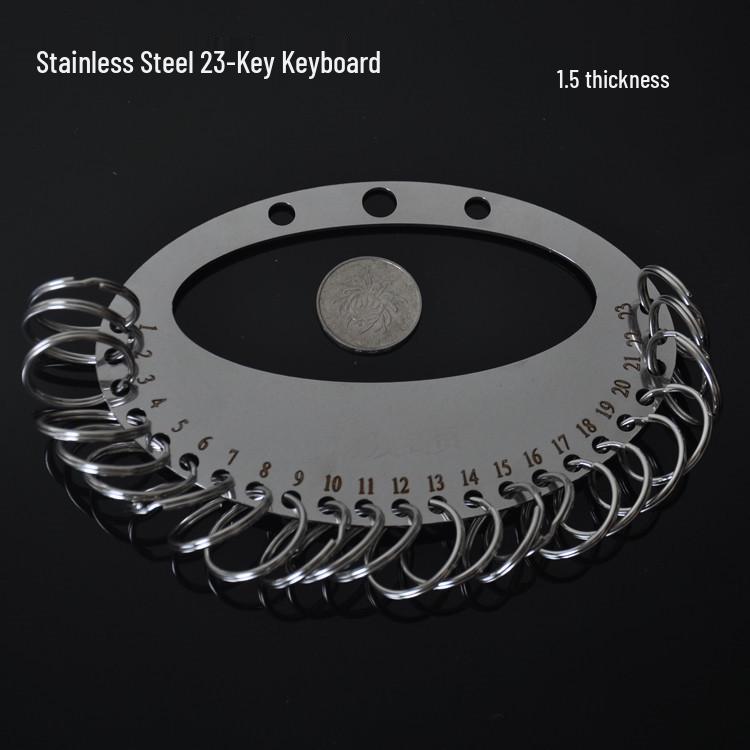 304 Stainless Steel 23-Position Key Holder Keychain, 1.5mm Thick 23-position