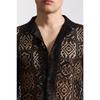 Men's Mesh Lace Knit Short Sleeve Shirt Hollow-Out Dance Perspective Shirts Summer Streetwear Nightclub Disco Performance Tops