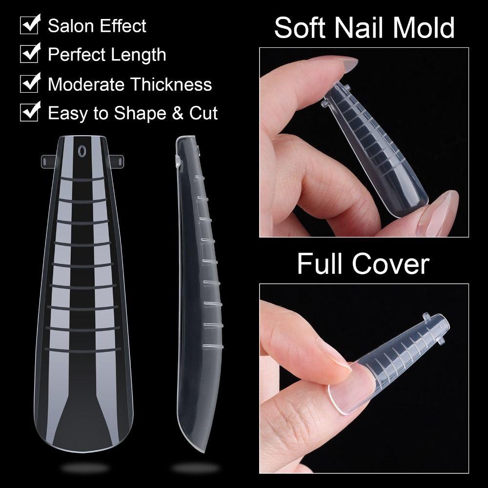 Salon und Zuhause DIY Full Cover Nagelformen Französischer Stil Lang Ballerina Klar Duale Nagelformen Sarg