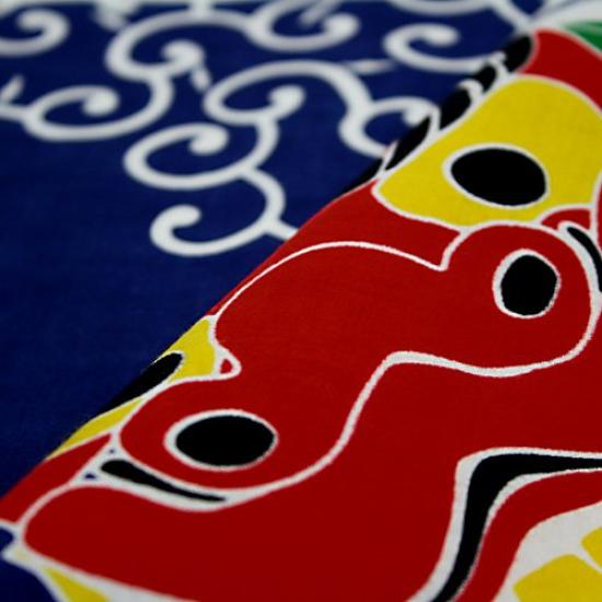 Dyeing Anbo Hand Towel Authentic Dyed Cotton Tokuoka Made In Japan 35cm X 100cm "Lion Dance" 100%