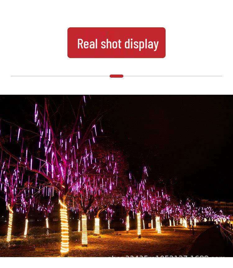 Solar Meteor Shower LED String Lights - Outdoor Waterproof Tree Hanging Decoration, Colorful Fairy Lights