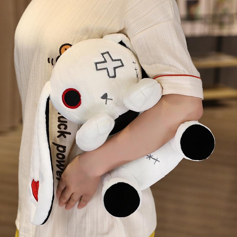 New Dark Series Rabbit Plush Toy Stuffed  Zombie Bunny Doll Gothic Rock Style Halloween Decor Creative Gift for Kids Friends