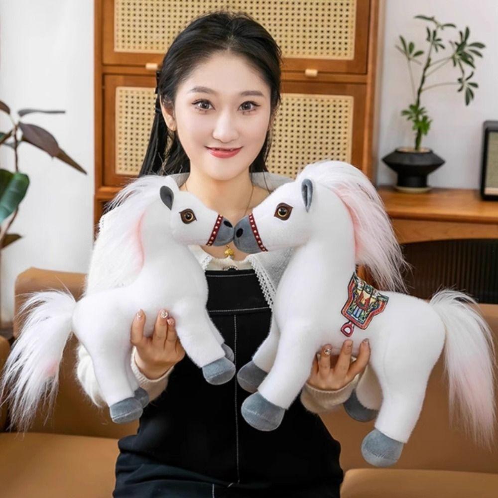 Saddle Standing Foal Plush Doll Long Mane Cartoon Horse Stuffed Toy Pony Plush Toys Children